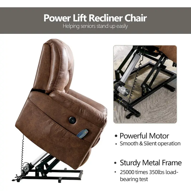 PU leather Power Recliner Lift Chair and Massage Sofa Remote Easy Control