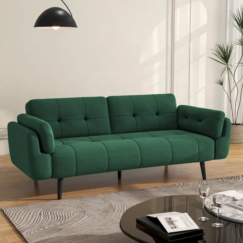 Modern Adjustable Backrest Convertible Futon Sleeper Couch