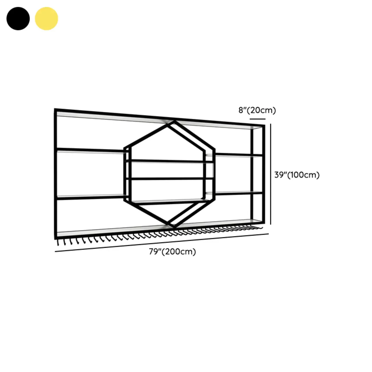 Geometric Metal Black Floating Wine Rack with Light