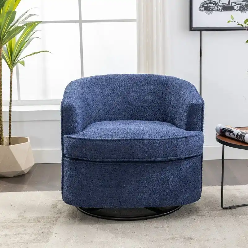 SEYNAR Modern Upholstered Round Swivel Barrel Armchair for Living Room
