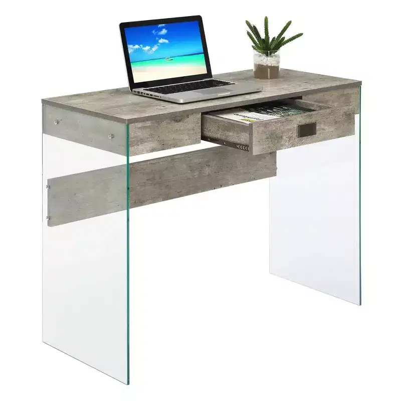 36 Breighton Home Uptown Glass Desk with Drawer