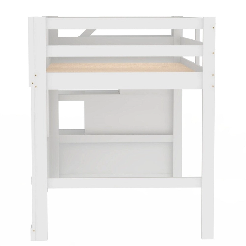 Twin Size Loft Bed with Storage Staircase and Window