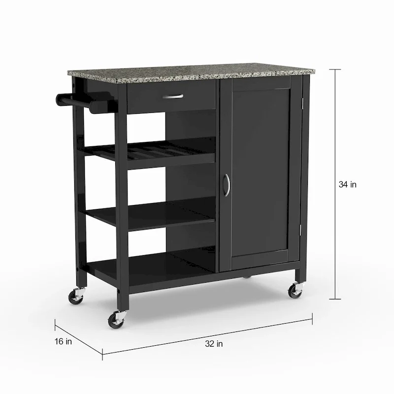 Ringsby Wooden 3-shelf Kitchen Cart