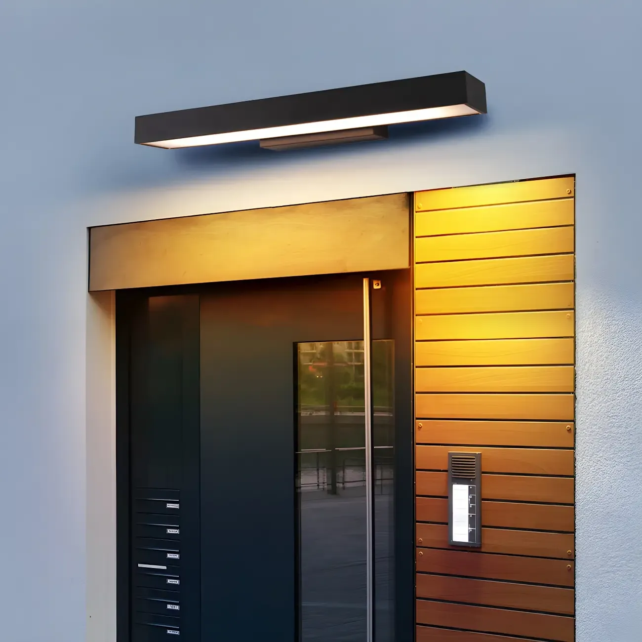 Modern Outdoor Black Steel Rectangle LED Wall Light