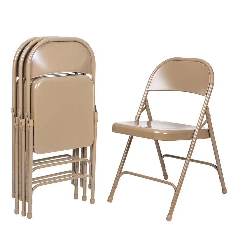 Bernadine Collection Metal Round-Backed Folding Chair, Pack of 4