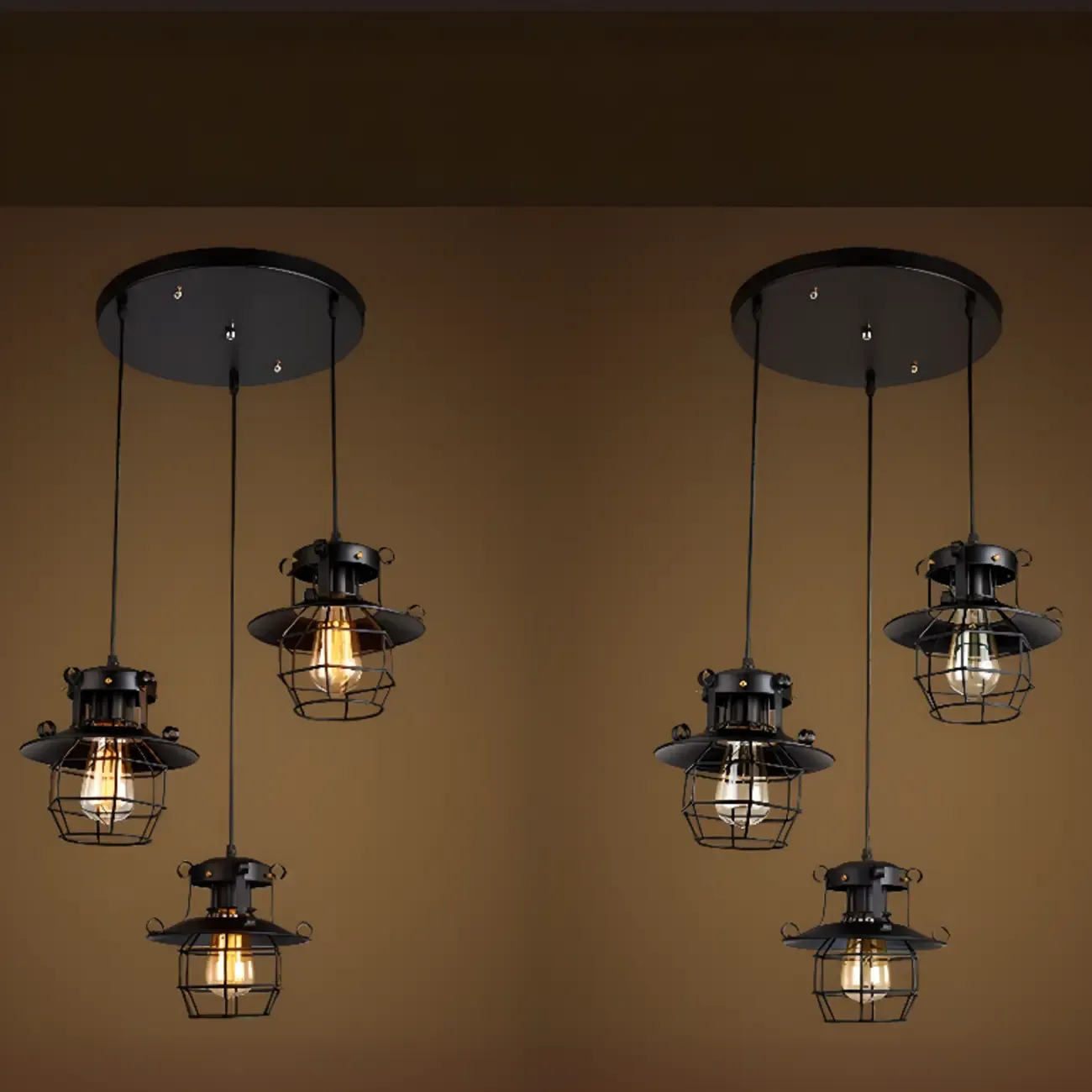 Gothic Black Iron Cage Hanging Pendant Light