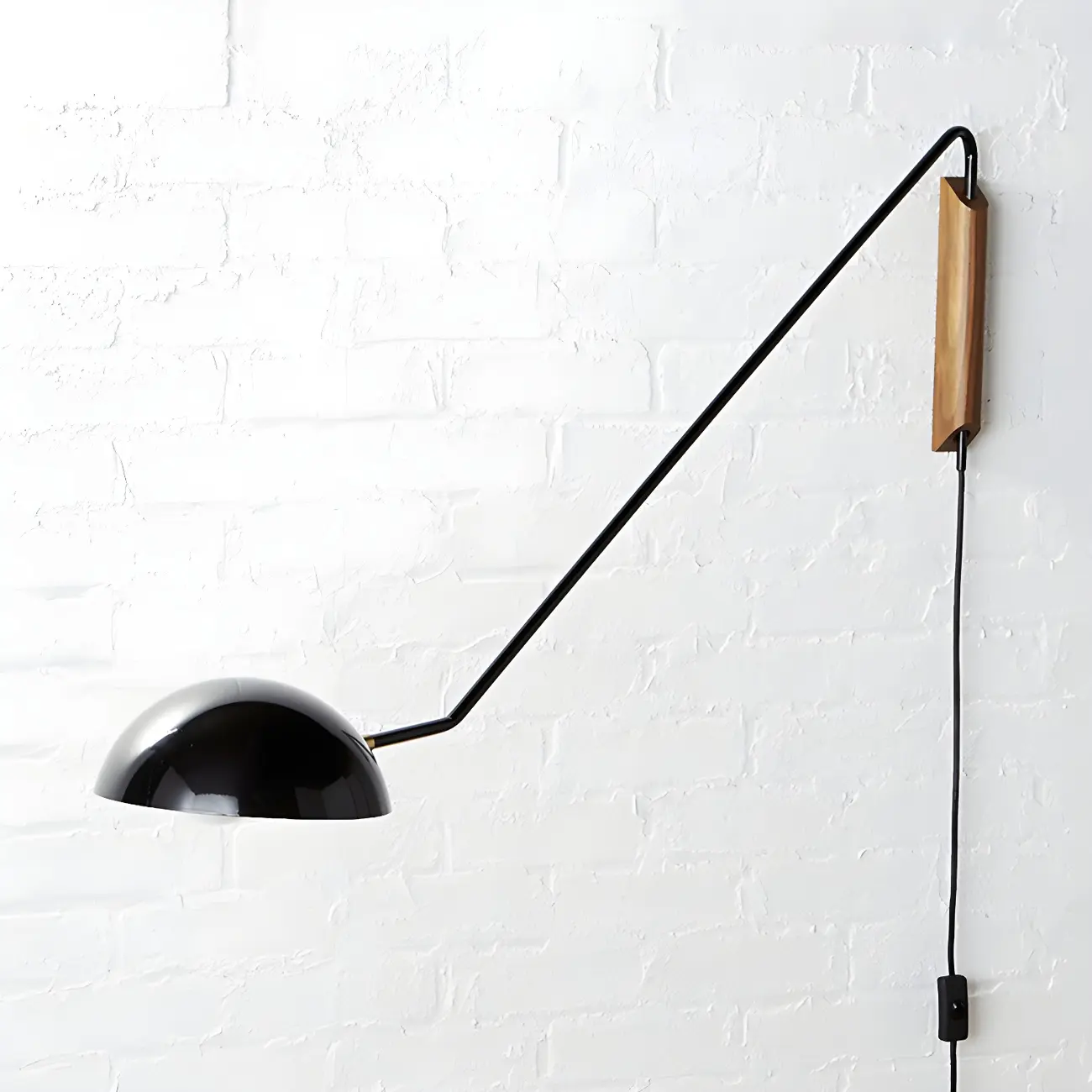 Minimalist Metal Bowl Shade Swing Arm Wall Light