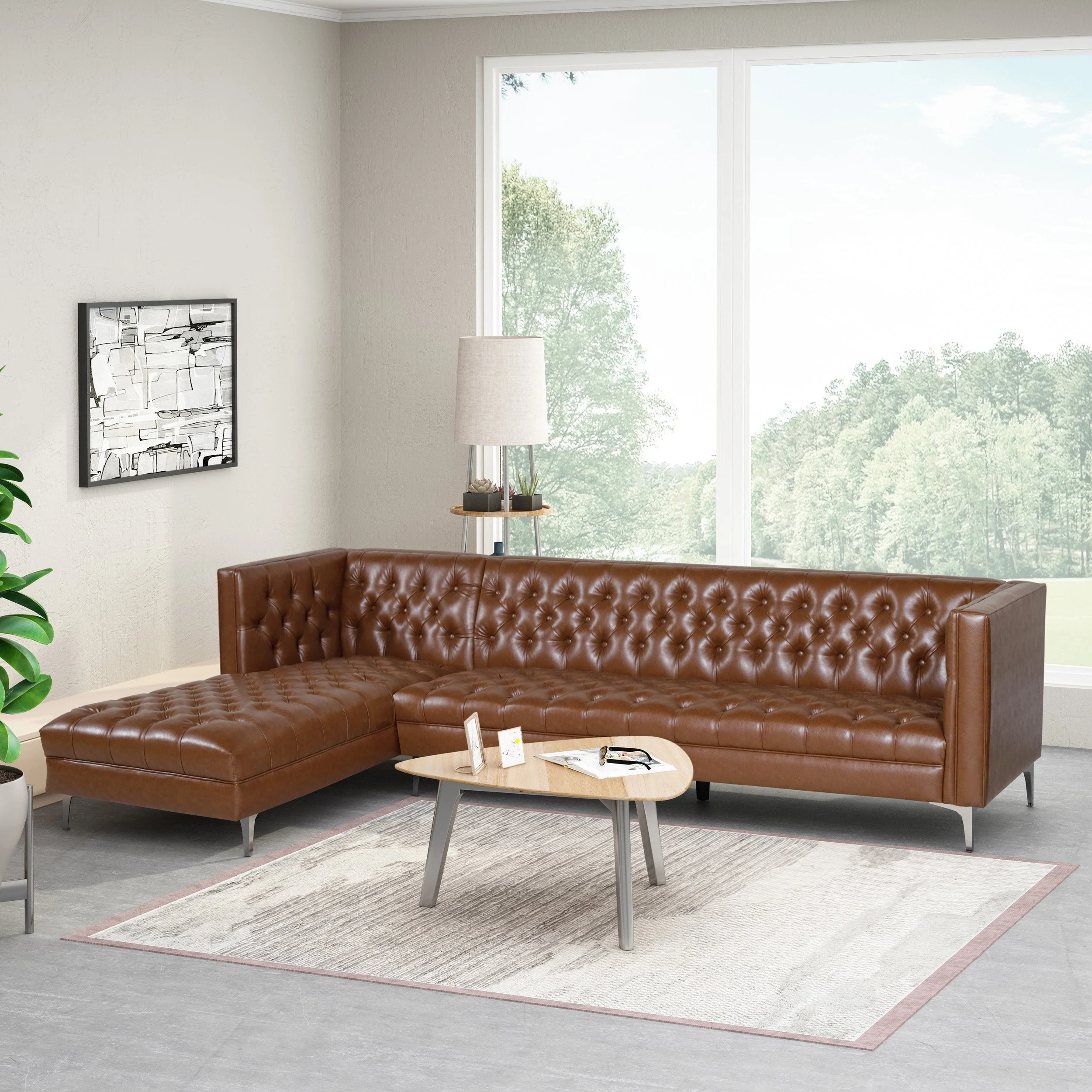 Contemporary Tufted Chaise Sectional - NH825413