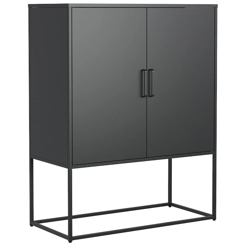 Steel Storage Cabinet with Adjustable Shelves,Free Standing Accent Cabinet with Magnetic Doors,Heavy Duty Buffet Sideboard