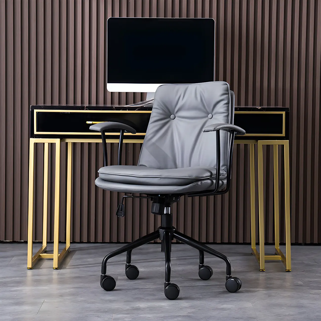 Modern Green Leather Swivel Tilt Office Chair