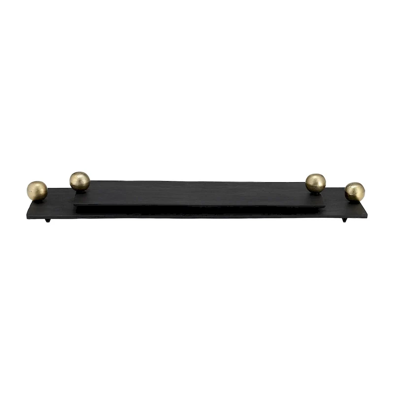 Sagebrook Home Modern Glam Metal Set Of 2 Large Flat Tray With Gold Knob Handles, - 24.0  x 7.0  x 2.0