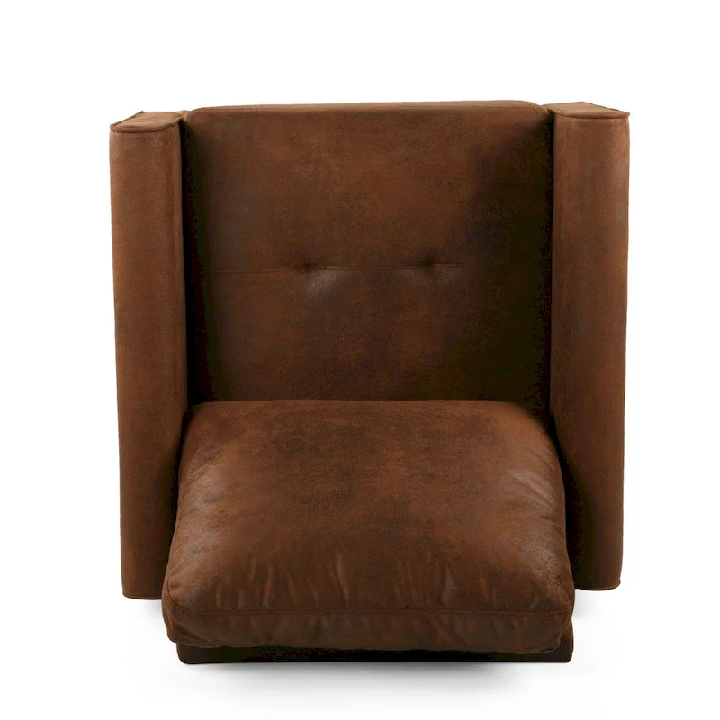 Ada Accent Chair, Plush Pillow Back, Textured Brown Microfiber Design