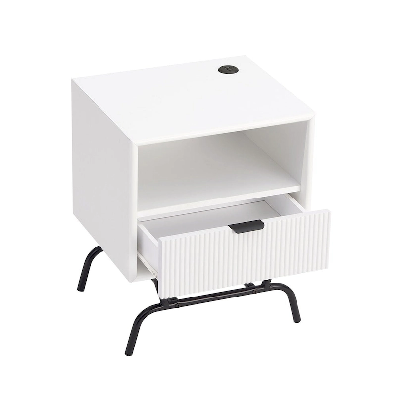 DH BASIC 2-Piece Modern Coffee Table and End Table Set with 3D Wave Accented Drawers by Denhour