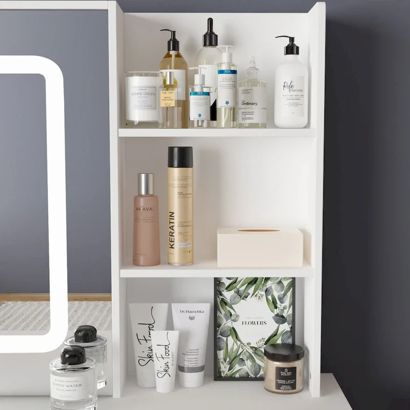 Timechee Vanity Set with Adjustable Lighted Mirror Storage Makeup Table - 39.4L x 19.7W x 53.5H