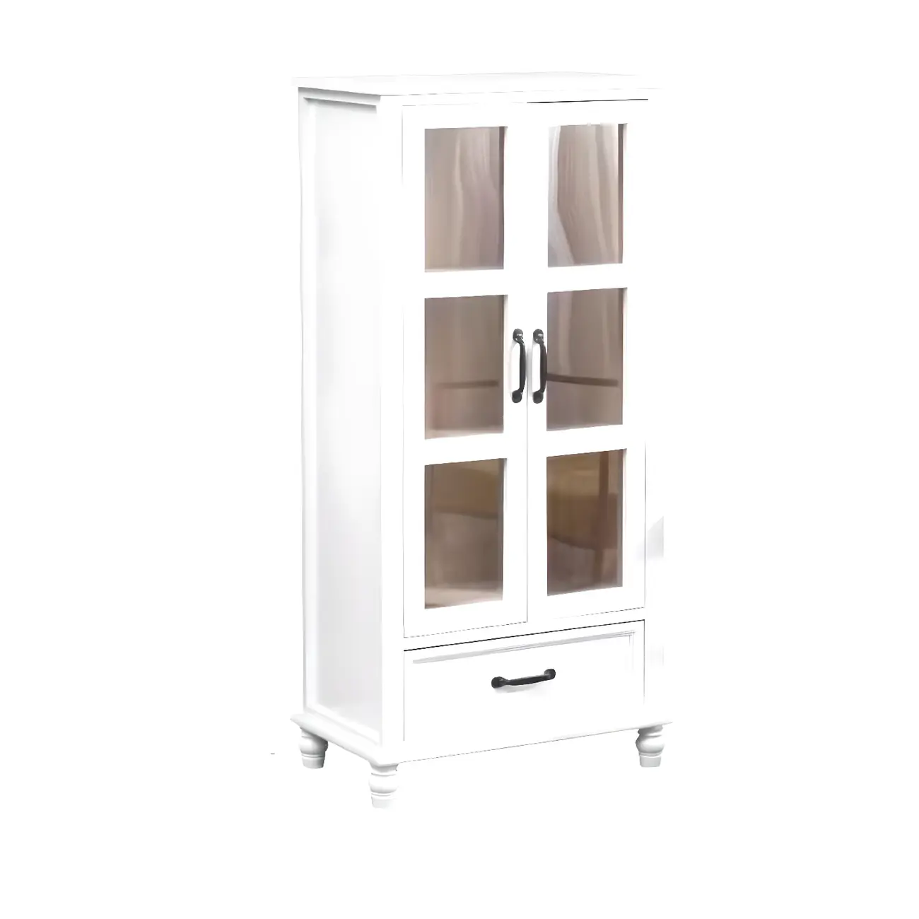 Freestanding Solid Wood White Cabinet with Drawers