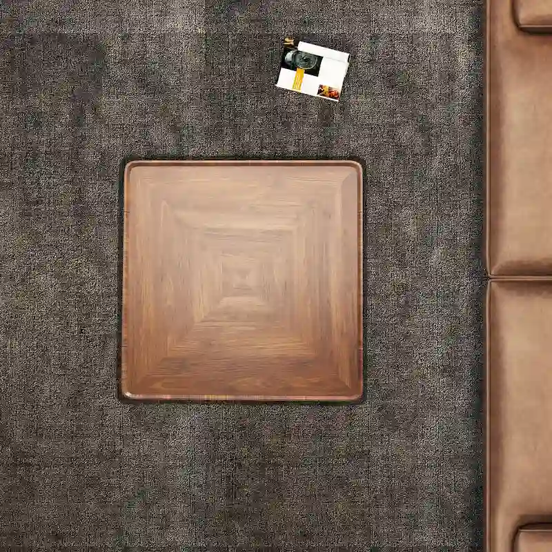 Mid-Century Modern Suqare Wood Finish Coffee Table with Drawers