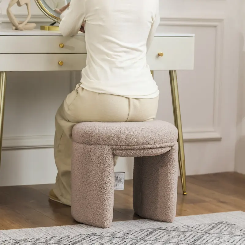 Adeco Ottoman Small Teddy Low Foot Stool Vanity Stool