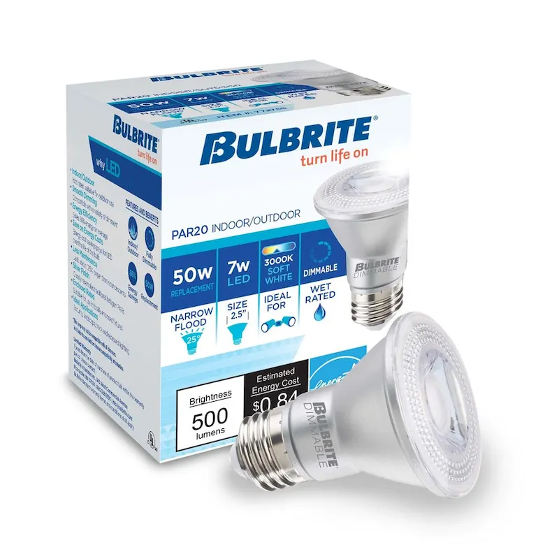 Bulbrite Pack of (6) 7 Watt Dimmable Flood PAR20 Medium (E26) LED Bulb