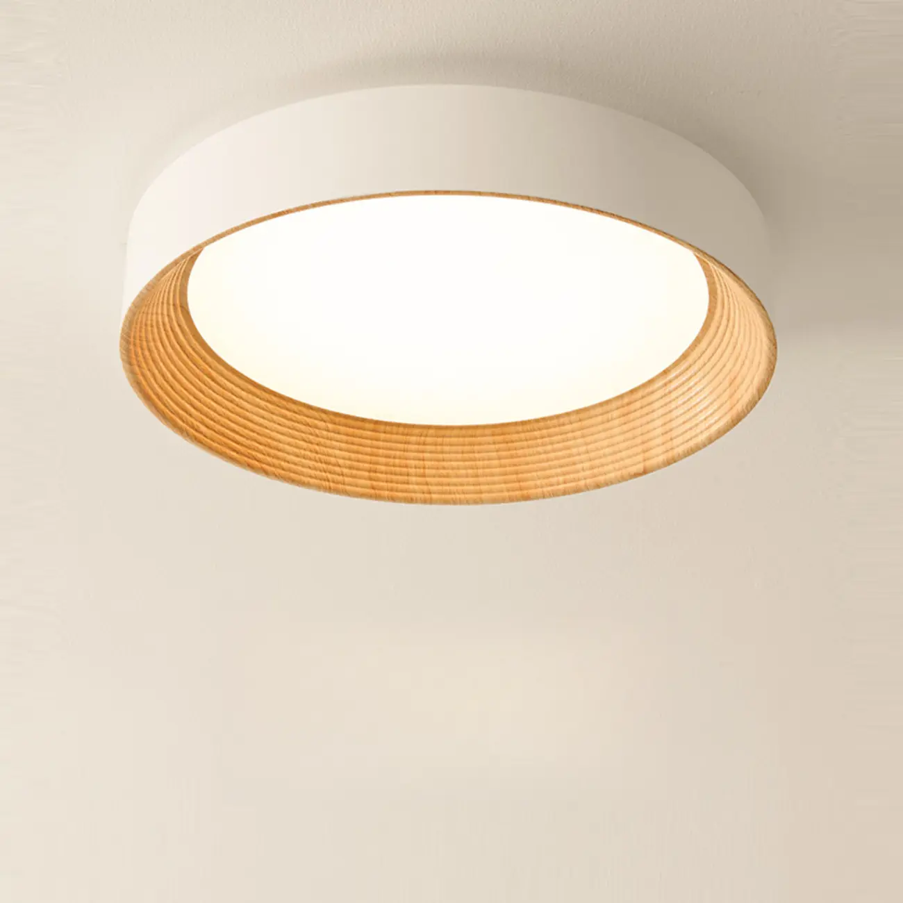 Walnut Round Flush Mount Ceiling Light