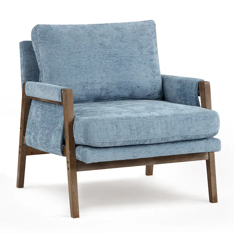 Mid-Century Modern 30  W Chenille Upholstered Accent Leisure Armchair