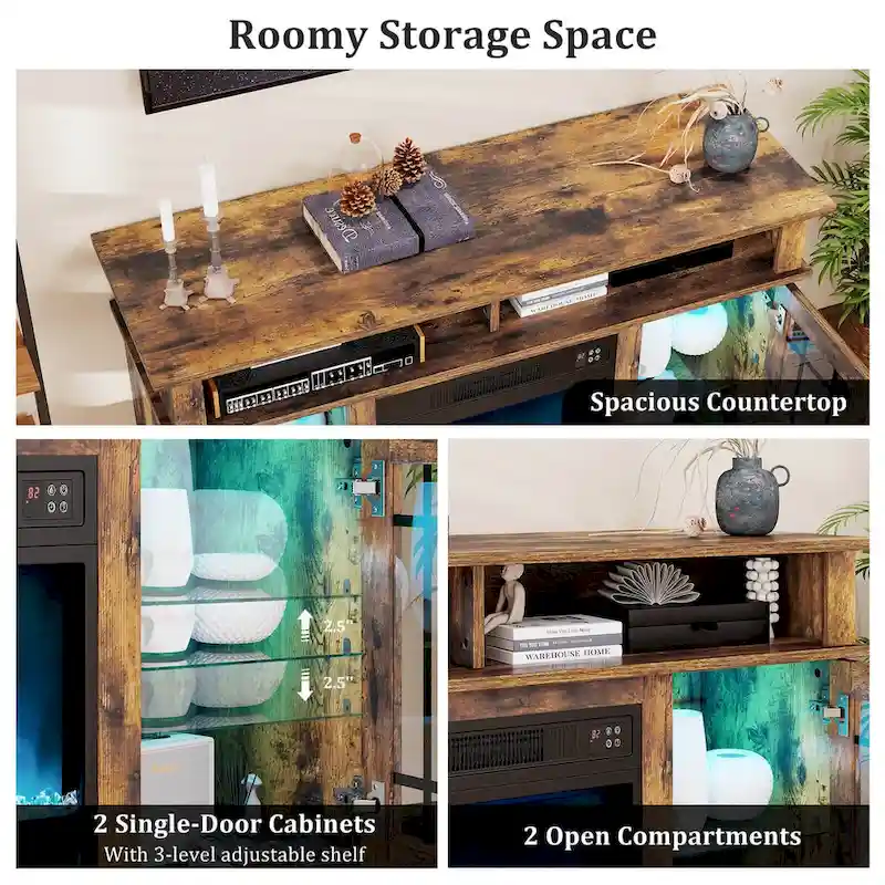 Costway TV Stand with Electric Fireplace LED Lights Remote Controls - See Details