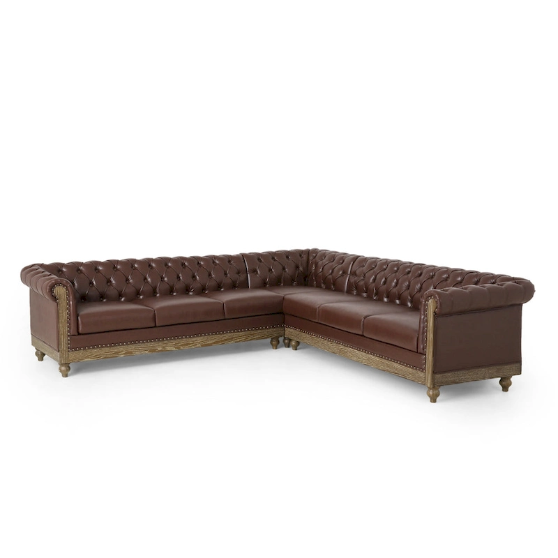 Castalia Chesterfield Tufted 7-seat Sectional Sofa by Christopher Knight Home - 114.00 L x 70.00 W x 31.50 H