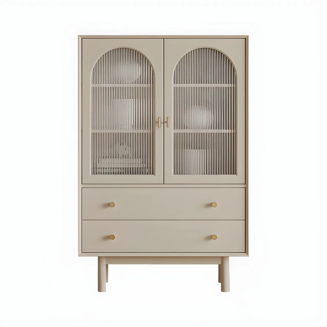 Elegant Wooden Combo Dresser with Shelves and 4-Drawers