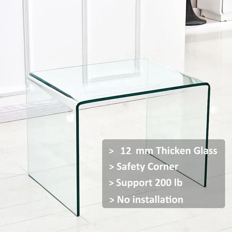 Glass Console Table, Transparent Tempered Glass Console Table