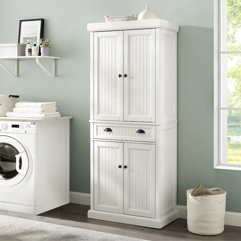 Crosley Seaside Distressed White Kitchen Pantry