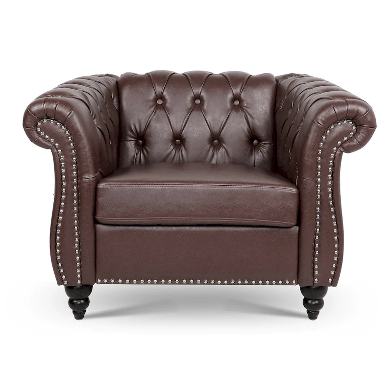 Christopher Knight Home- Winston PU Leather Chesterfield Club Chair