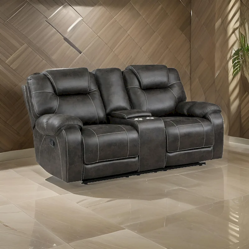 Lily 75 Inch Double Manual Recliner Loveseat, Cupholders, Brown Microfiber