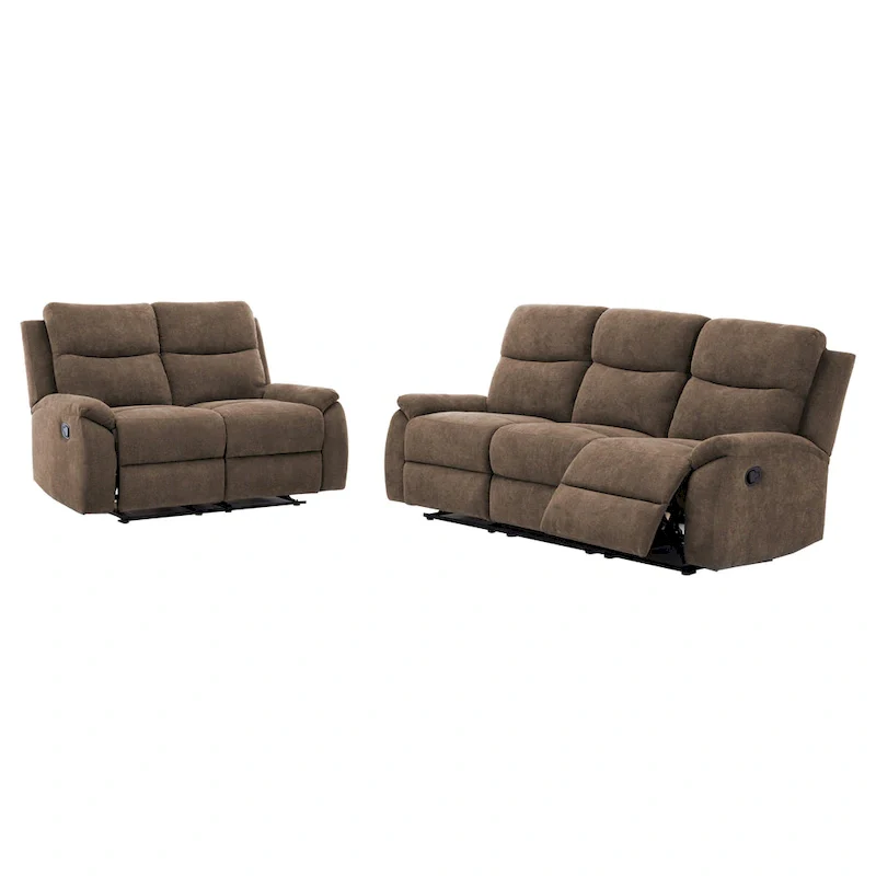 Transitional Faux Leather Reclining Living Room Sofa Set