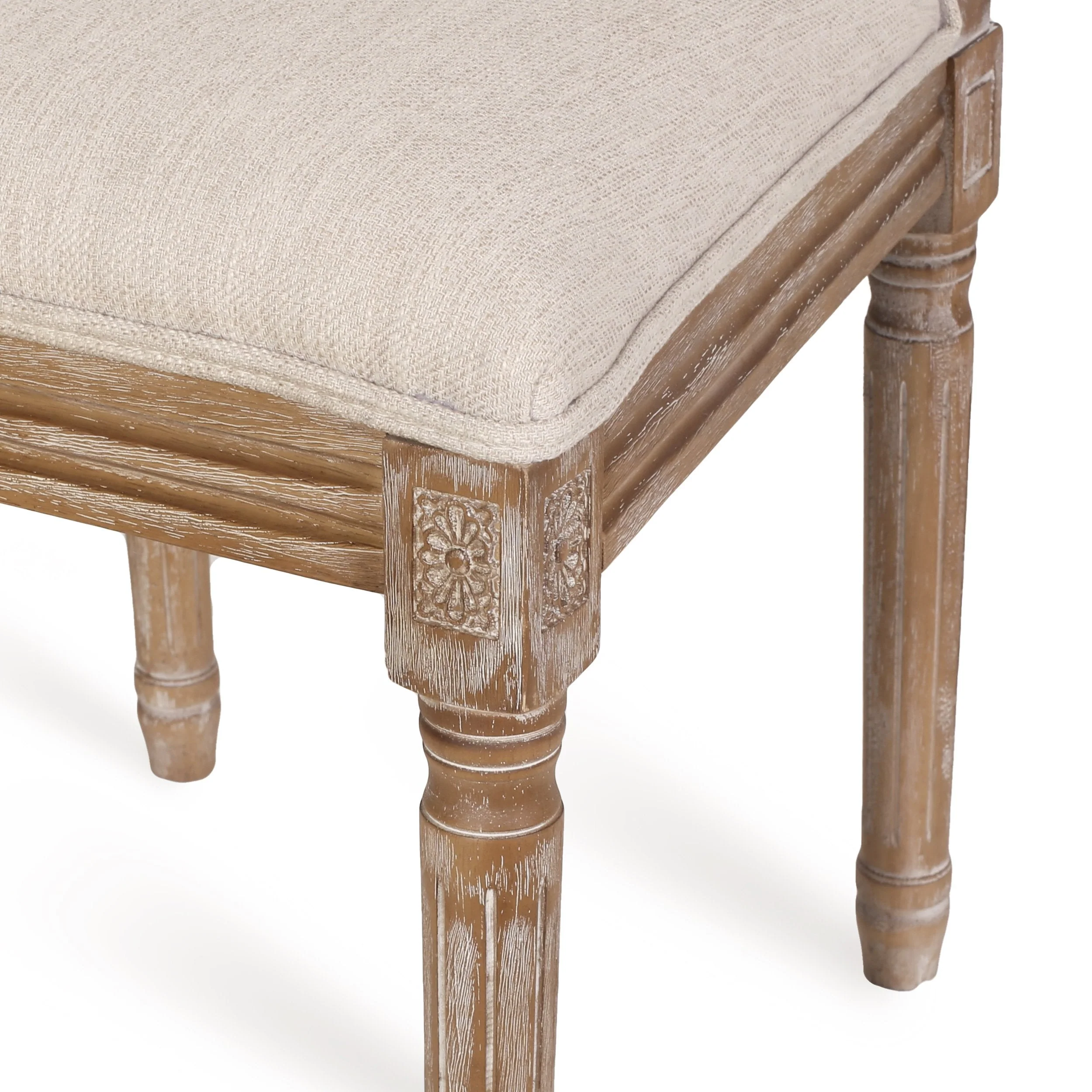 French Country Wood and Cane Upholstered Dining Chair (Set of 6) - NH794513