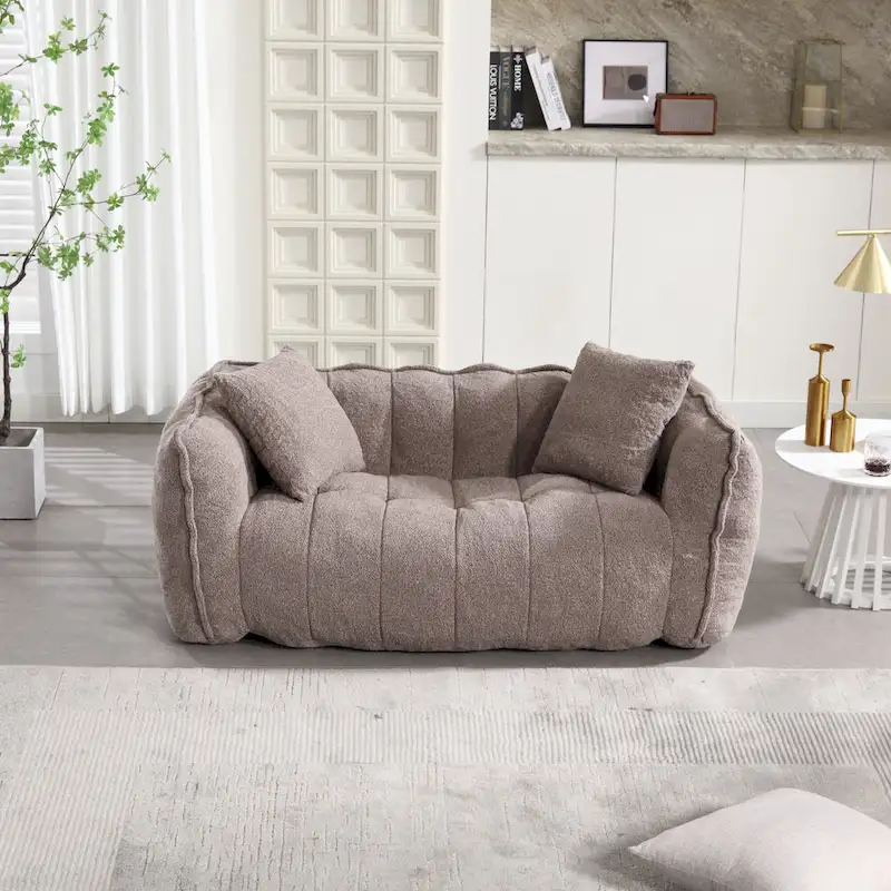 Modern 65.1 Chenille Tufted Loveseat Accent Chair with High-Resilience Foam