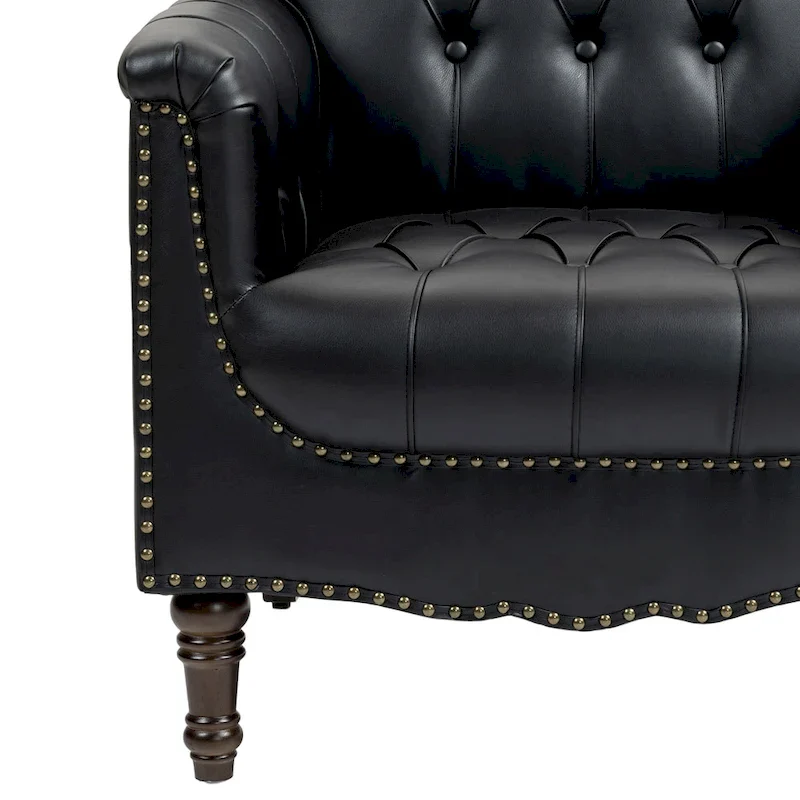 Tufted Vegan Leather Accent Chair Upholstered Armchair