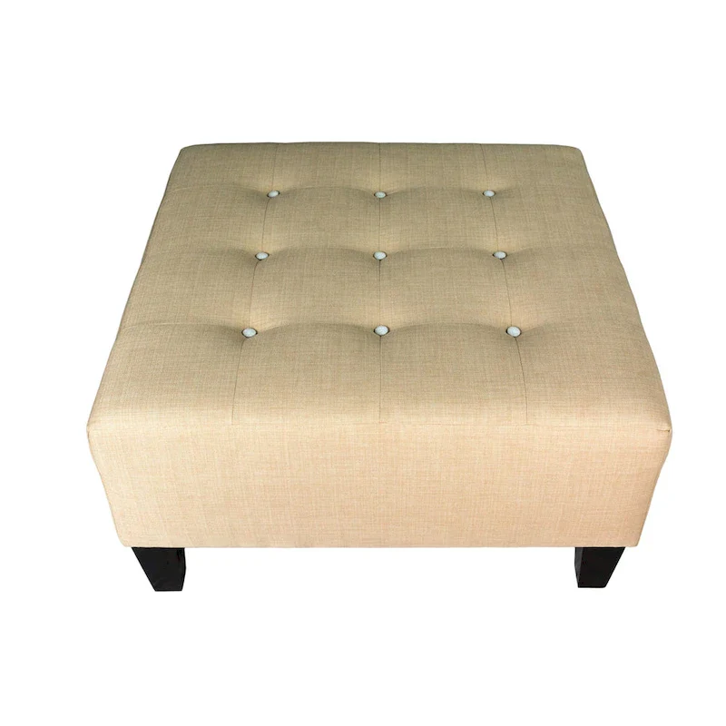 Button Tufted Upholstered Square Ottoman - 34 Inch