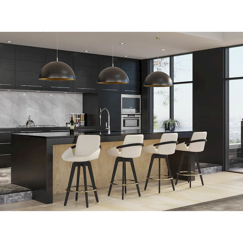 Carson Carrington Pugo Fixed-Height Counter Stool with Black Wood Base (Set of 2)