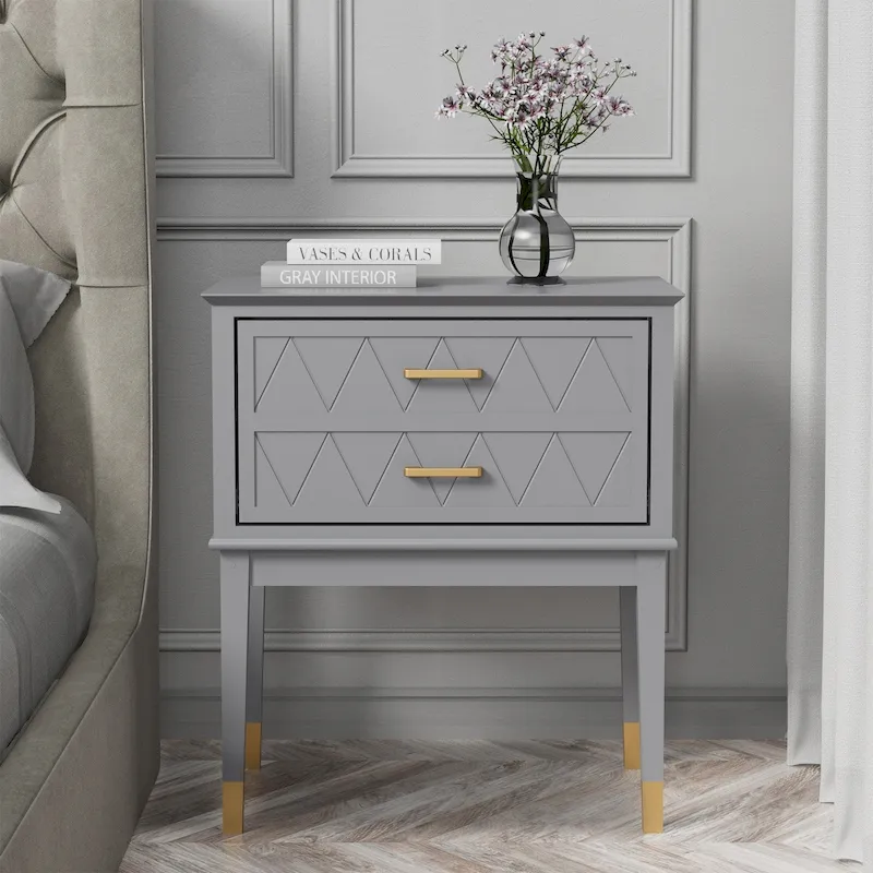 End Table with Storage Drawer Tall Nightstand Side Table Wooden Legs Bedside Night Table Storage in Bedroom and Living Room