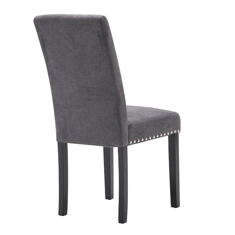 Fabric Upholstered Nailhead Trim Parsons Dining Chairs Terry Cloth Set of 2