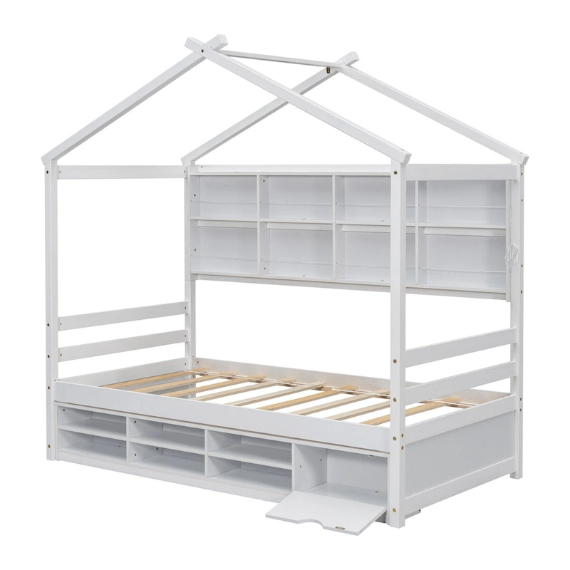QQ Twin House Bed with Roof Frame