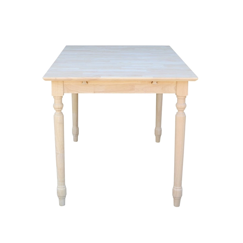 International Concepts 32-inch Wide Unfinished Turned Style Parawood Dining Table with Butterfly Extension