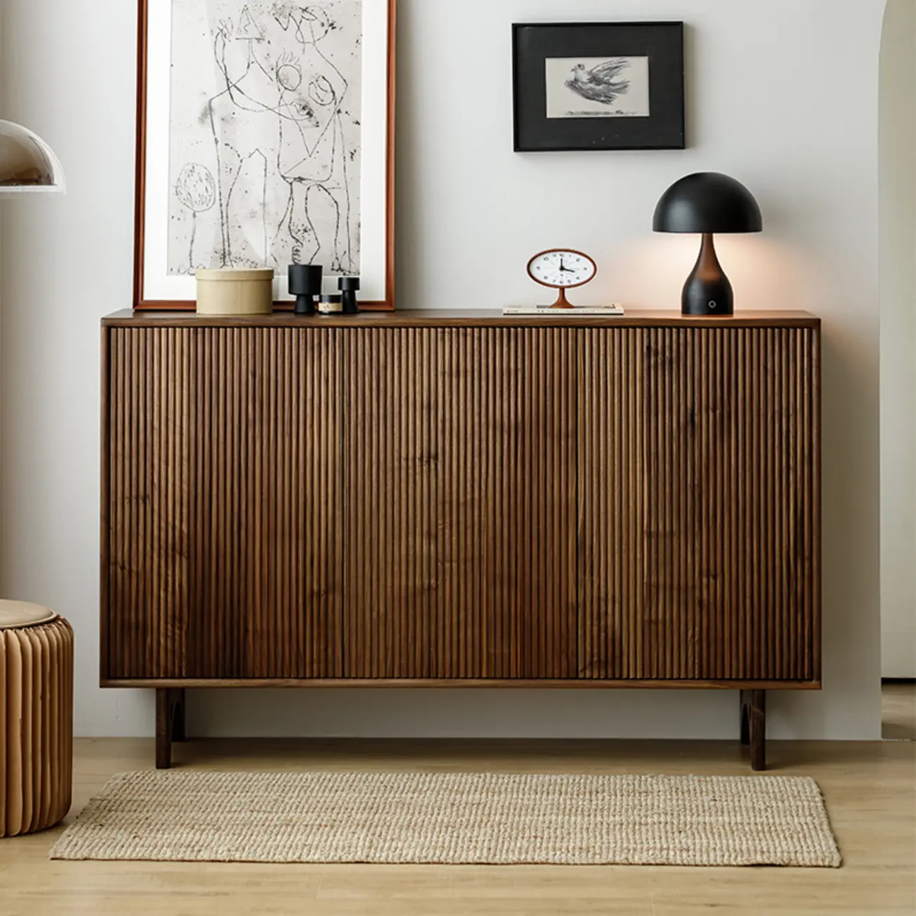 Scandinavian Dark Walnut Solid Wood Shoe Cabinet