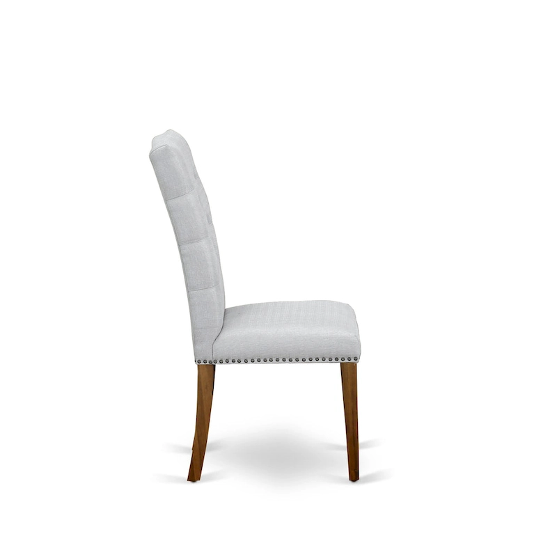 East West Furniture 3 Piece Dining Table Set Contains a Round Dining Table and 2 Linen Fabric Parson Chairs, (Finish Options)