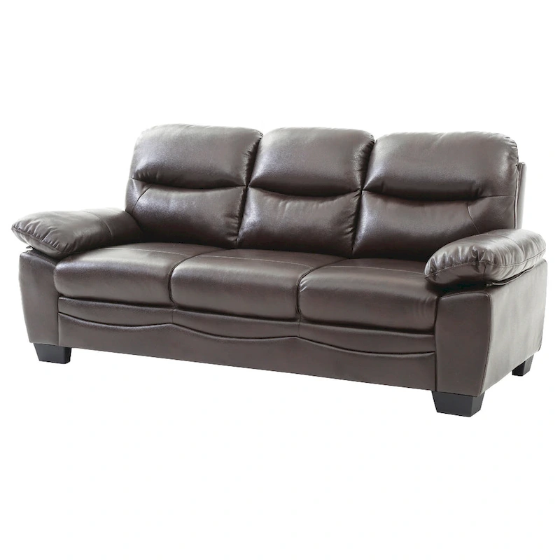 Flared Arm Faux Leather Straight Sofa - 78 - Dark Brown