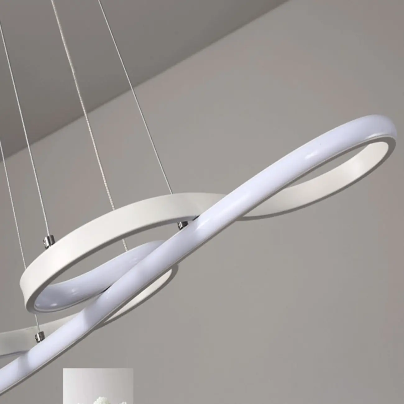 Modern White Linear LED Island Pendant Light with Multi Dimming