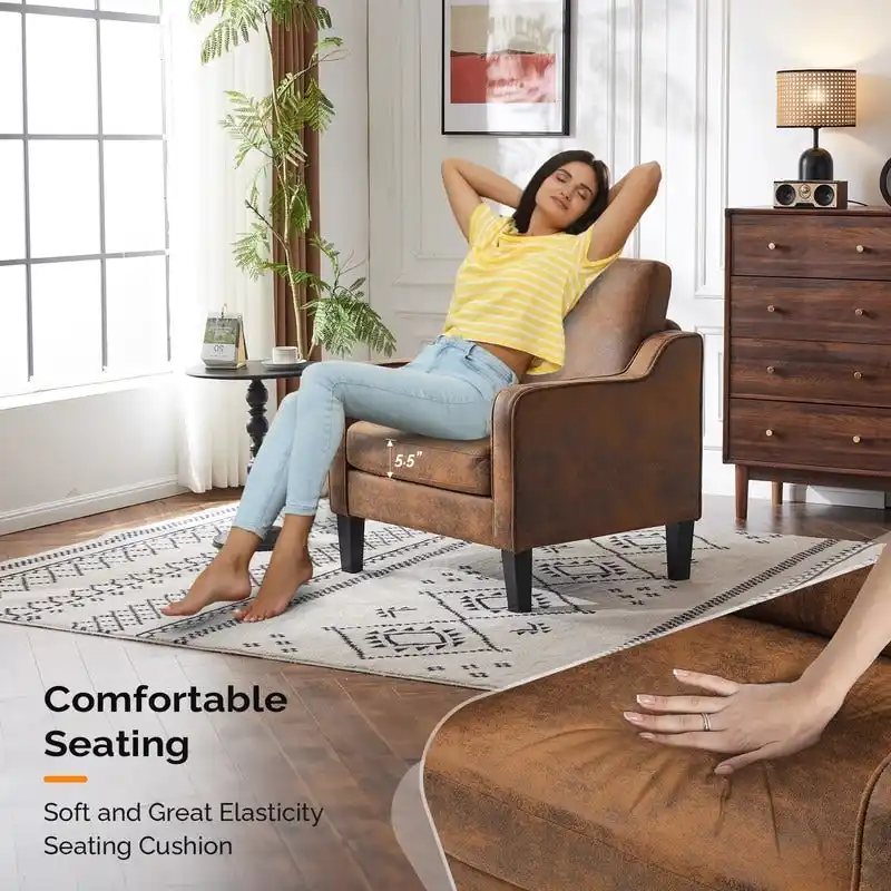 VINGLI Mid Century Modern Fabric Accent Chair