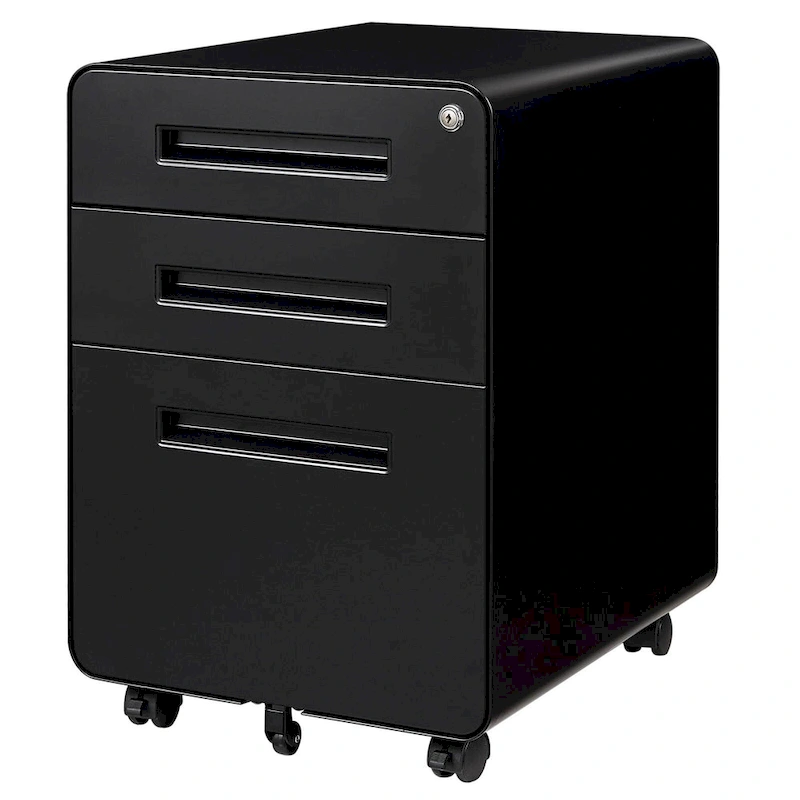 3-drawer Steel Filing Cabinets with Lock Mobile Under Desk Fully Assembled Cabinet