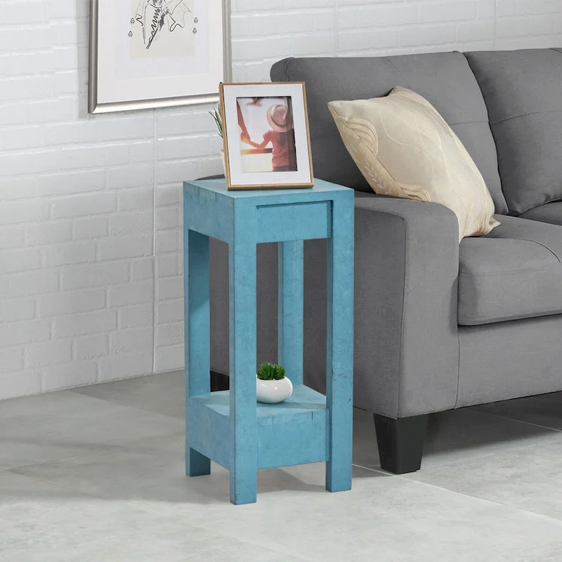 Rustic Farmhouse Solid Wood Accent End Table Sofa Side Table - 11 W x 26 H