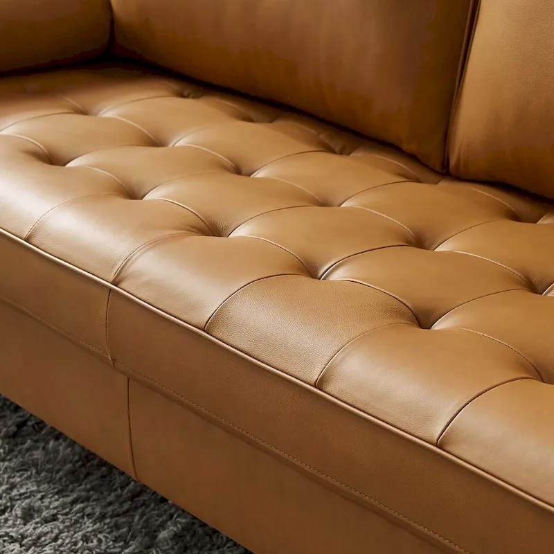 Turner Modern Tan Leather Upholstered Sofa