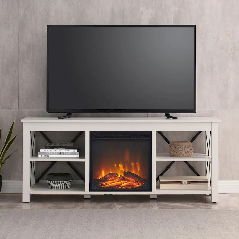 Sawyer TV Stand with Log Fireplace Insert